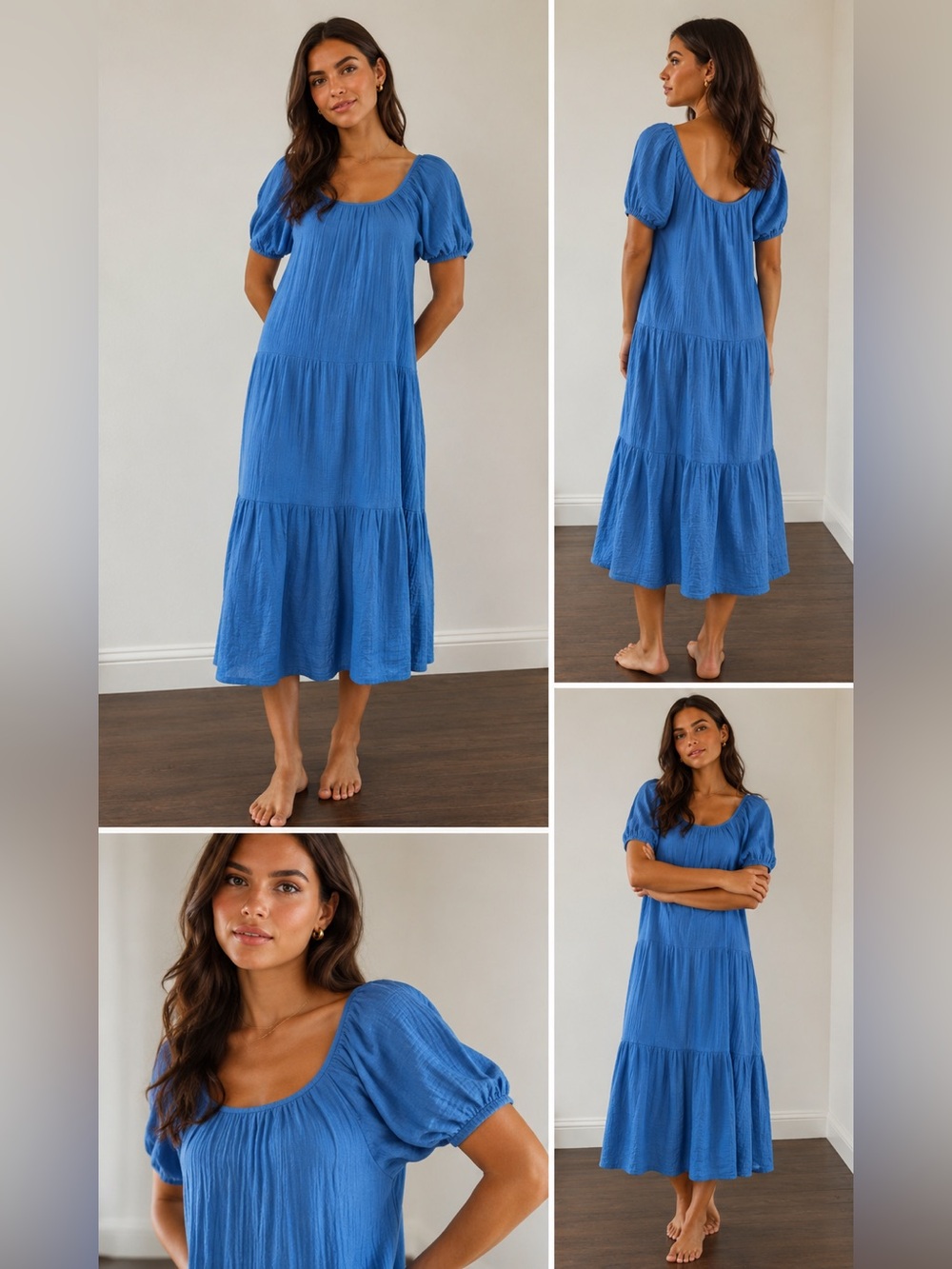 Lilly Pulitzer NWT Blue Cotton Gauze Tiered Maxi Dress Size L
